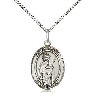 Sterling Silver Saint Grace Medal Religious Jewelry Engraved Catholic Saint Jewelry