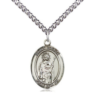 Sterling Silver Saint Grace Medal Religious Jewelry Engraved Catholic Saint Jewelry