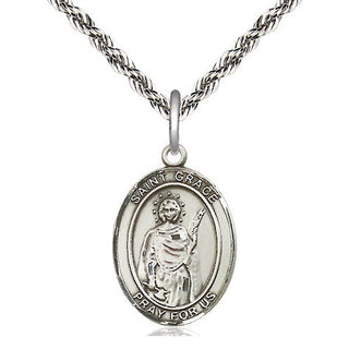 Sterling Silver Saint Grace Medal Religious Jewelry Engraved Catholic Saint Jewelry