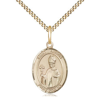 14kt Gold Filled Saint Austin Medal Religious Jewelry Engraved Catholic Saint Jewelry
