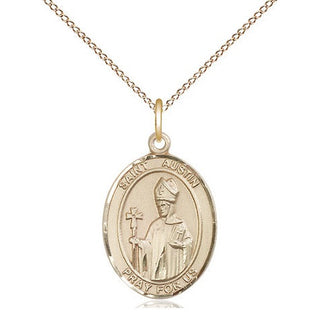 14kt Gold Filled Saint Austin Medal Religious Jewelry Engraved Catholic Saint Jewelry