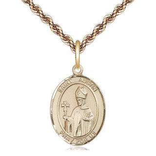 14kt Gold Filled Saint Austin Medal Religious Jewelry Engraved Catholic Saint Jewelry