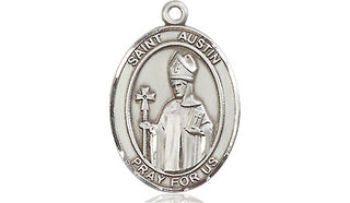 Pewter Saint Austin Medal Engraved Catholic Saint Jewelry