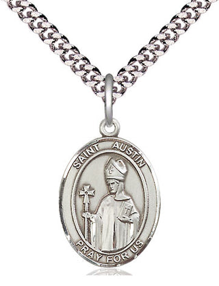 Pewter Saint Austin Medal Religious Jewelry Engraved Catholic Saint Jewelry
