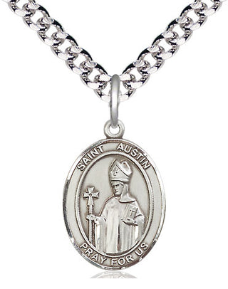 Pewter Saint Austin Medal Religious Jewelry Engraved Catholic Saint Jewelry