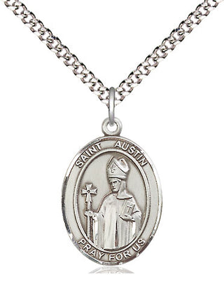 Pewter Saint Austin Medal Religious Jewelry Engraved Catholic Saint Jewelry
