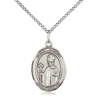Sterling Silver Saint Austin Medal Religious Jewelry Engraved Catholic Saint Jewelry