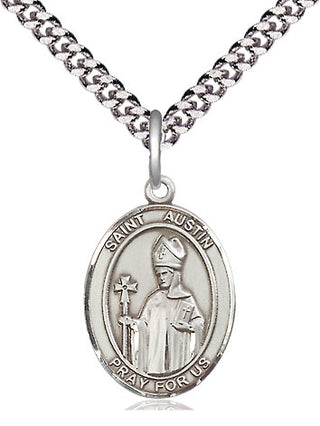 Sterling Silver Saint Austin Medal Religious Jewelry Engraved Catholic Saint Jewelry