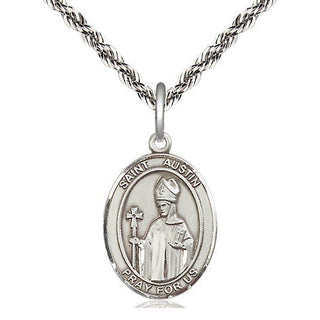 Sterling Silver Saint Austin Medal Religious Jewelry Engraved Catholic Saint Jewelry