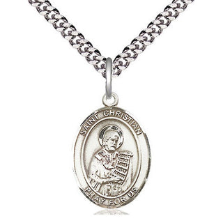 Pewter Saint Christian Demosthenes Medal Religious Jewelry Engraved Catholic Saint Jewelry