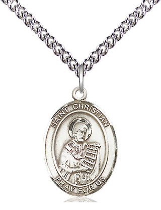 Sterling Silver Saint Christian Demosthenes Medal Religious Jewelry Engraved Catholic Saint Jewelry