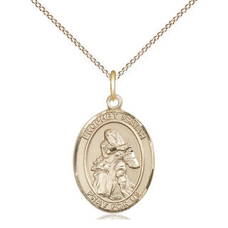 14kt Gold Saint Isaiah Medal Engraved Catholic Saint Jewelry