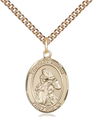 14kt Gold Saint Isaiah Medal Engraved Catholic Saint Jewelry