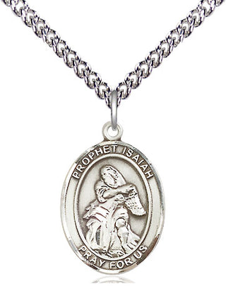 Sterling Silver Saint Isaiah Medal Religious Jewelry Engraved Catholic Saint Jewelry
