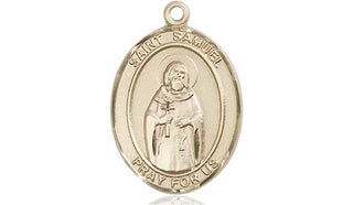14kt Gold Saint Samuel Medal Engraved Catholic Saint Jewelry