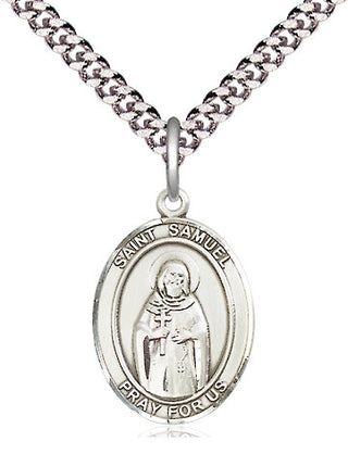 Pewter Saint Samuel Medal Religious Jewelry Engraved Catholic Saint Jewelry