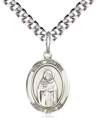 Pewter Saint Samuel Medal Religious Jewelry Engraved Catholic Saint Jewelry