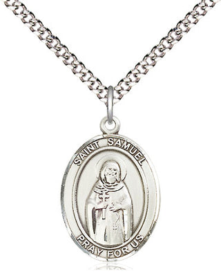 Pewter Saint Samuel Medal Religious Jewelry Engraved Catholic Saint Jewelry