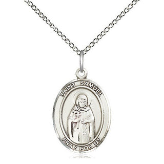 Sterling Silver Saint Samuel Medal Religious Jewelry Engraved Catholic Saint Jewelry