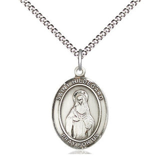 Sterling Silver Saint Hildegard von Bingen Medal Religious Jewelry Engraved Catholic Saint Jewelry