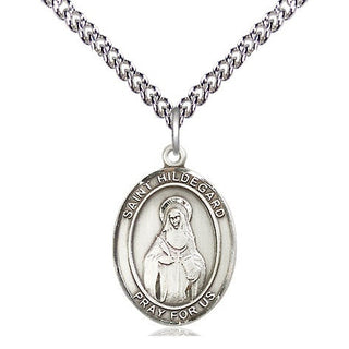 Sterling Silver Saint Hildegard von Bingen Medal Religious Jewelry Engraved Catholic Saint Jewelry