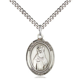 Sterling Silver Saint Hildegard von Bingen Medal Religious Jewelry Engraved Catholic Saint Jewelry