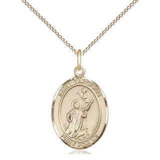 14kt Gold Saint Tarcisius Medal Engraved Catholic Saint Jewelry
