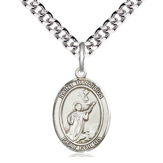 Pewter Saint Tarcisius Medal Religious Jewelry Engraved Catholic Saint Jewelry