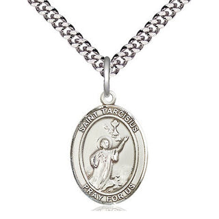 Pewter Saint Tarcisius Medal Religious Jewelry Engraved Catholic Saint Jewelry