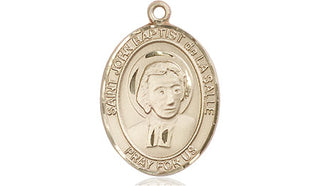 14kt Gold Filled Saint John Baptist de la Salle Medal Engraved Catholic Saint Jewelry
