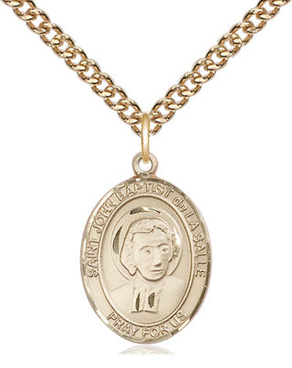 14kt Gold Filled Saint John Baptist de la Salle Medal Religious Jewelry Engraved Catholic Saint Jewelry
