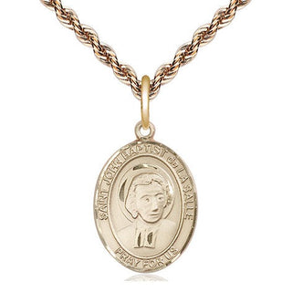14kt Gold Saint John Baptist de la Salle Medal Engraved Catholic Saint Jewelry
