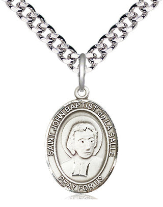 Pewter Saint John Baptist de la Salle Medal Religious Jewelry Engraved Catholic Saint Jewelry