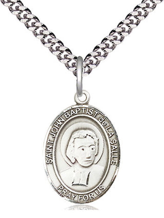 Pewter Saint John Baptist de la Salle Medal Religious Jewelry Engraved Catholic Saint Jewelry