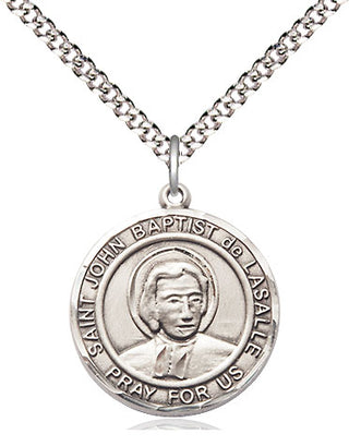 Pewter Saint John Baptist de la Salle Medal Religious Jewelry Engraved Catholic Saint Jewelry