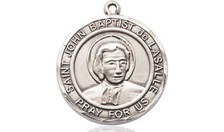 Sterling Silver Saint John Baptist de la Salle Medal Religious Jewelry Engraved Catholic Saint Jewelry