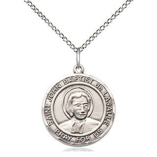 Sterling Silver Saint John Baptist de la Salle Medal Religious Jewelry Engraved Catholic Saint Jewelry