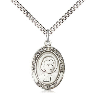 Sterling Silver Saint John Baptist de la Salle Medal Religious Jewelry Engraved Catholic Saint Jewelry