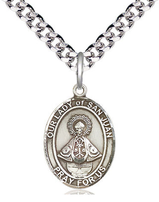Pewter Our Lady of San Juan Medal Religious Jewelry Engraved Catholic Saint Jewelry