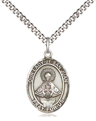 Pewter Our Lady of San Juan Medal Religious Jewelry Engraved Catholic Saint Jewelry