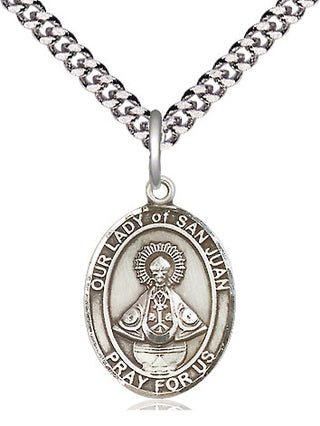Pewter Our Lady of San Juan Medal Religious Jewelry Engraved Catholic Saint Jewelry