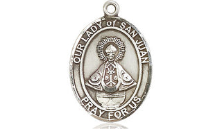 Sterling Silver Our Lady of San Juan Medal Religious Jewelry Engraved Catholic Saint Jewelry