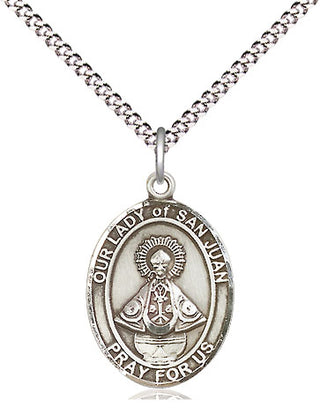 Sterling Silver Our Lady of San Juan Medal Religious Jewelry Engraved Catholic Saint Jewelry