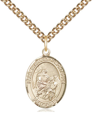 14kt Gold Filled Saint Bernard of Montjoux Medal Religious Jewelry Engraved Catholic Saint Jewelry