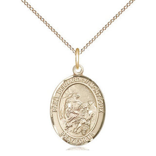 14kt Gold Saint Bernard of Montjoux Medal Engraved Catholic Saint Jewelry