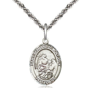 Sterling Silver Saint Bernard of Montjoux Medal Religious Jewelry Engraved Catholic Saint Jewelry