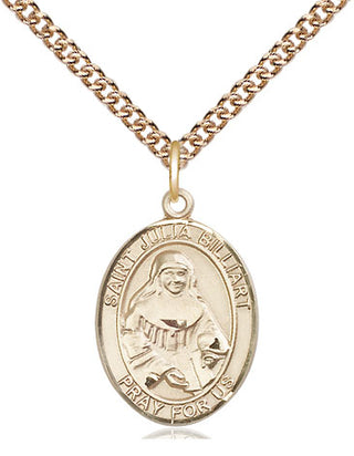 14kt Gold Saint Julia Billiart Medal Engraved Catholic Saint Jewelry