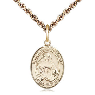 14kt Gold Saint Julia Billiart Medal Engraved Catholic Saint Jewelry