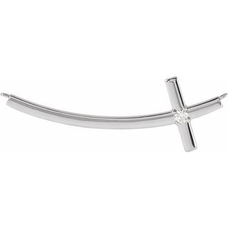 Platinum .06 CT Natural Diamond Sideways Cross Necklace Center