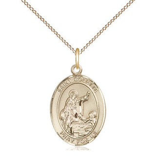 14kt Gold Saint Colette Medal Engraved Catholic Saint Jewelry